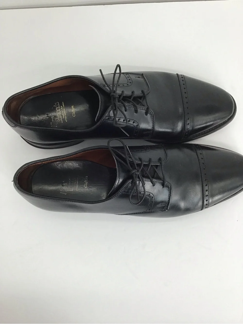Allan Edmonds Men’s Clifton Calf Leather Cap-Toe Derby Oxfords Black Size 11.5D